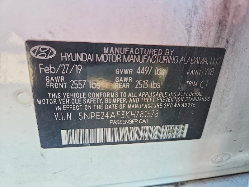 Продаж на аукціоні авто 2019 Hyundai Sonata, vin: 5NPE24AF3KH781578, номер лоту: 69134306