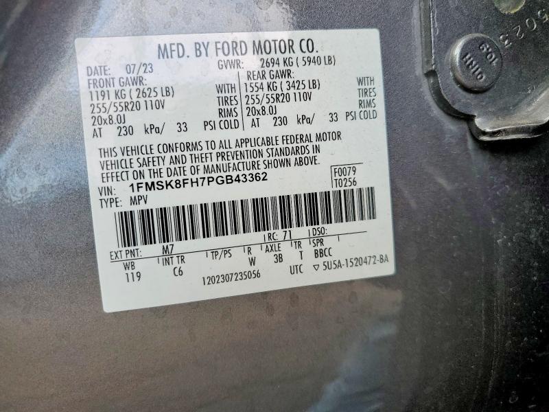 Продажа на аукционе авто 2023 Ford Explorer, vin: 1FMSK8FH7PGB43362, номер лота: 69790206