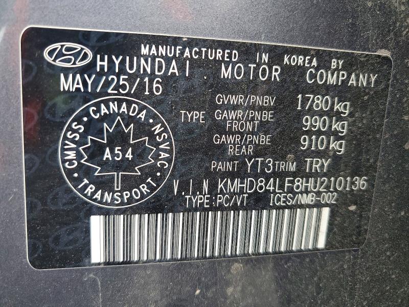 Aukcja sprzedaży 2017 Hyundai Elentra, vin: KMHD84LF8HU210136, numer aukcji: 68758436