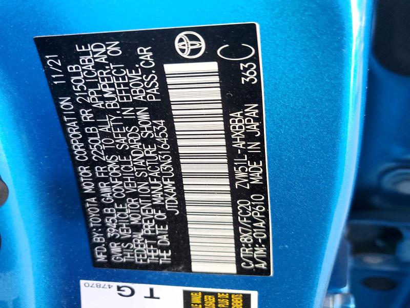 Продажа на аукционе авто 2022 Toyota Prius, vin: JTDKAMFU3N3164534, номер лота: 65962016