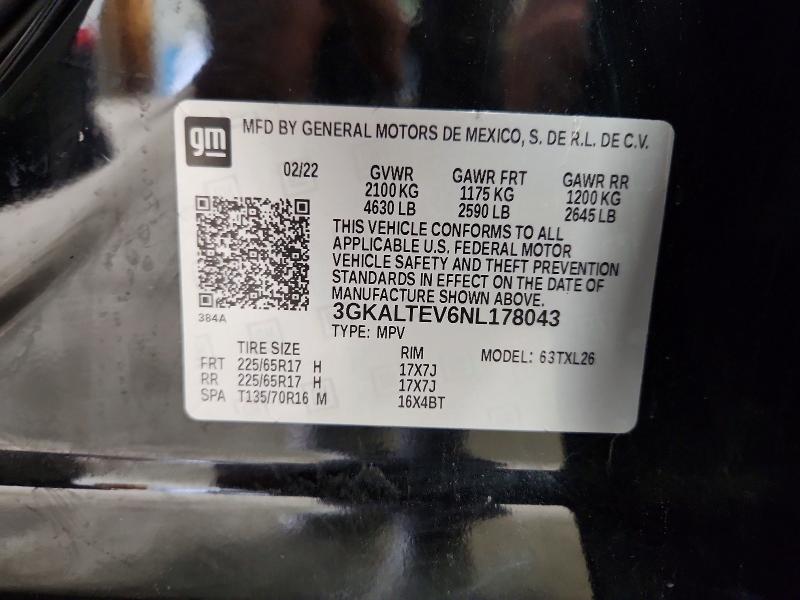 Aukcja sprzedaży 2022 Gmc Terrain, vin: 3GKALTEV6NL178043, numer aukcji: 66707746
