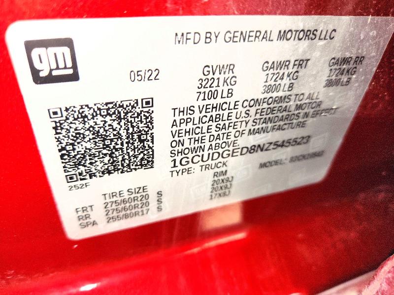 Продаж на аукціоні авто 2022 Chevrolet Silverado, vin: 1GCUDGED8NZ545523, номер лоту: 67422066