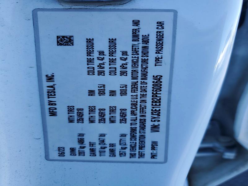 Продажа на аукционе авто 2023 Tesla Model 3, vin: 5YJ3E1EB2PF608645, номер лота: 66504006