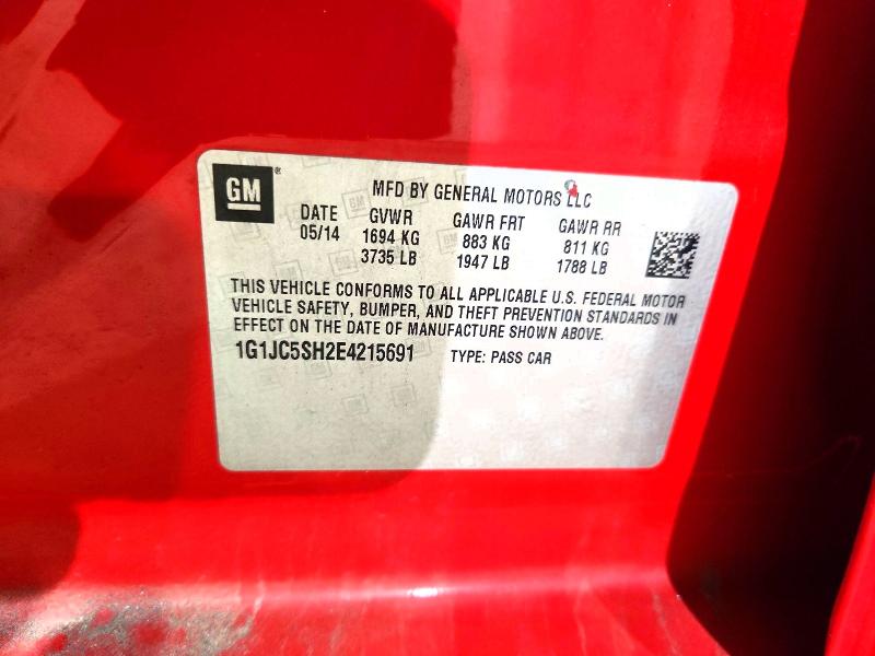 Aukcja sprzedaży 2014 Chevrolet Sonic, vin: 1G1JC5SH2E4215691, numer aukcji: 68141566