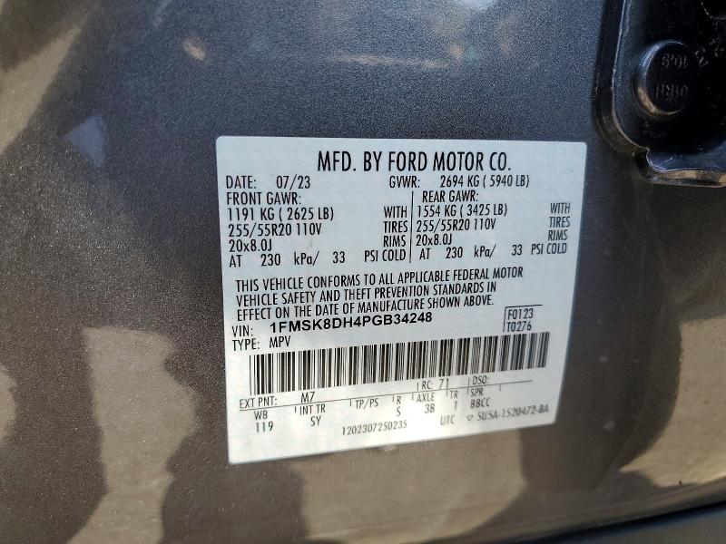 69742046 :رقم المزاد ، 1FMSK8DH4PGB34248 vin ، 2023 Ford Explorer مزاد بيع