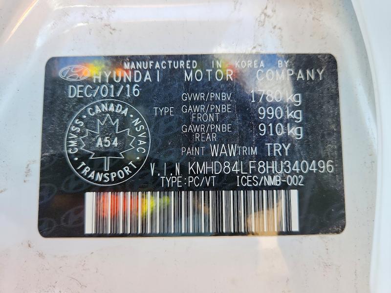 68687596 :رقم المزاد ، KMHD84LF8HU340496 vin ، 2017 Hyundai Elantra مزاد بيع