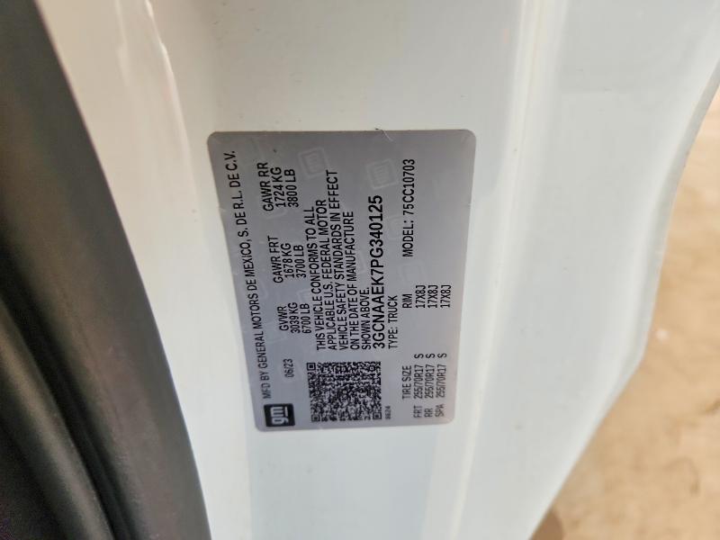 2023 Chevrolet Silverado მანქანა იყიდება აუქციონზე, vin: 3GCNAAEK7PG340125, აუქციონის ნომერი: 69707056