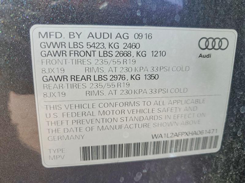 Aukcja sprzedaży 2017 Audi Q5, vin: WA1L2AFPXHA061471, numer aukcji: 69372046