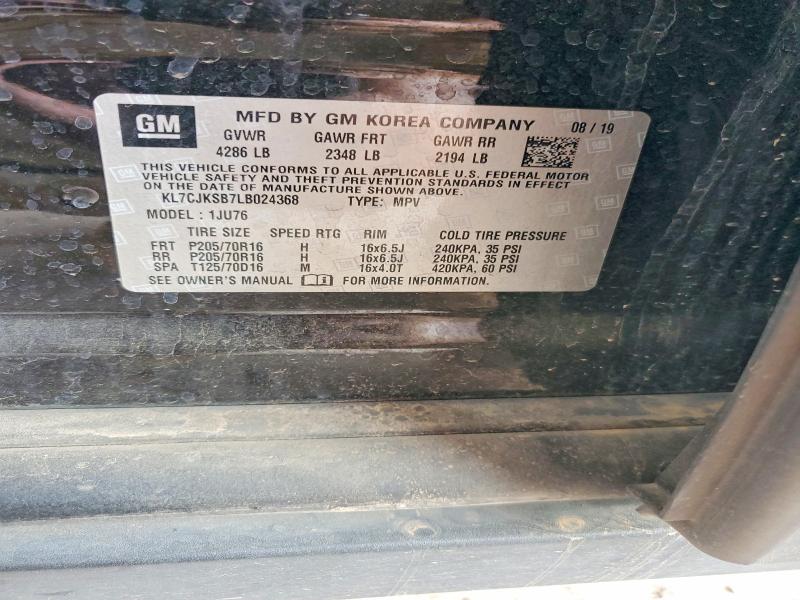 69235166 :رقم المزاد ، KL7CJKSB7LB024368 vin ، 2020 Chevrolet Trax مزاد بيع