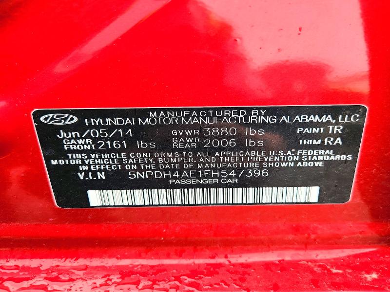 Продаж на аукціоні авто 2015 Hyundai Elantra, vin: 5NPDH4AE1FH547396, номер лоту: 69945376