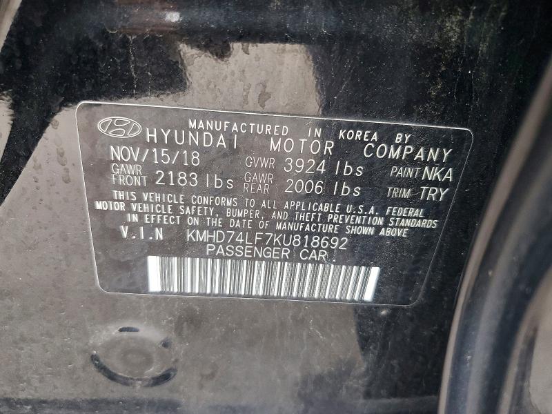 Aukcja sprzedaży 2019 Hyundai Elantra, vin: KMHD74LF7KU818692, numer aukcji: 68172336