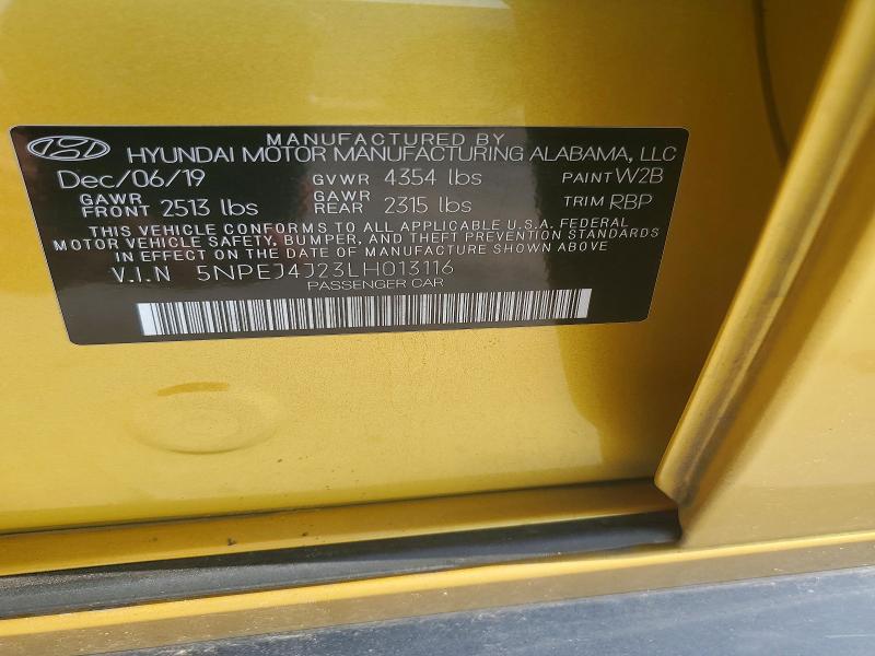 Продаж на аукціоні авто 2020 Hyundai Sonata, vin: 5NPEJ4J23LH013116, номер лоту: 67619266