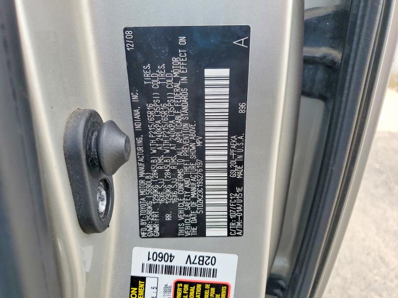 69965696 :رقم المزاد ، 5TDZK23C19S276197 vin ، 2009 Toyota Sienna مزاد بيع