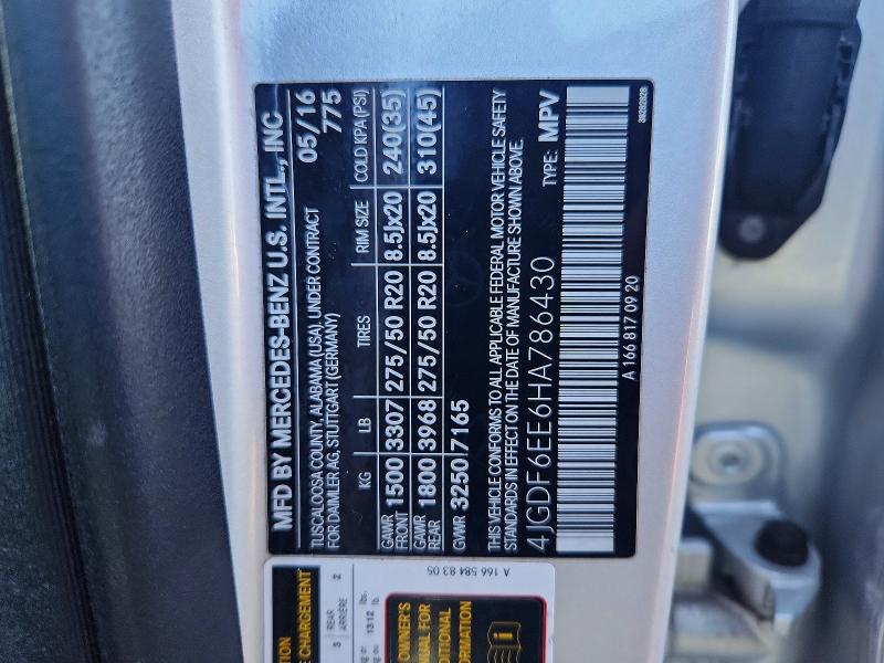 67459006 :رقم المزاد ، 4JGDF6EE6HA786430 vin ، 2017 Mercedes-benz Gls مزاد بيع