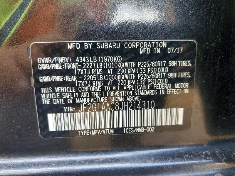 Aukcja sprzedaży 2018 Subaru Crosstrek, vin: JF2GTAAC8JH214310, numer aukcji: 70437826