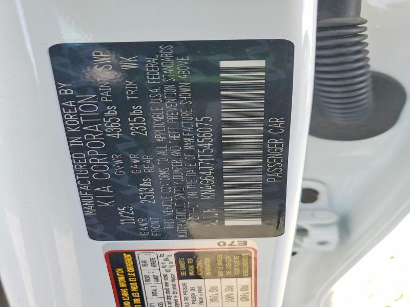 Aukcja sprzedaży 2026 Kia K5, vin: KNAG64J71T5456075, numer aukcji: 69821536