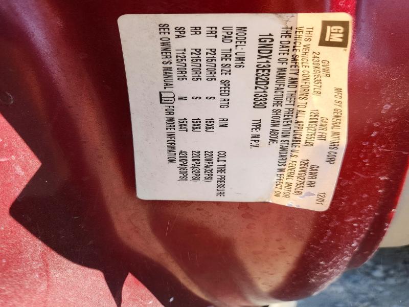 2002 Chevrolet Venture მანქანა იყიდება აუქციონზე, vin: 1GNDX13E32D213330, აუქციონის ნომერი: 67697286