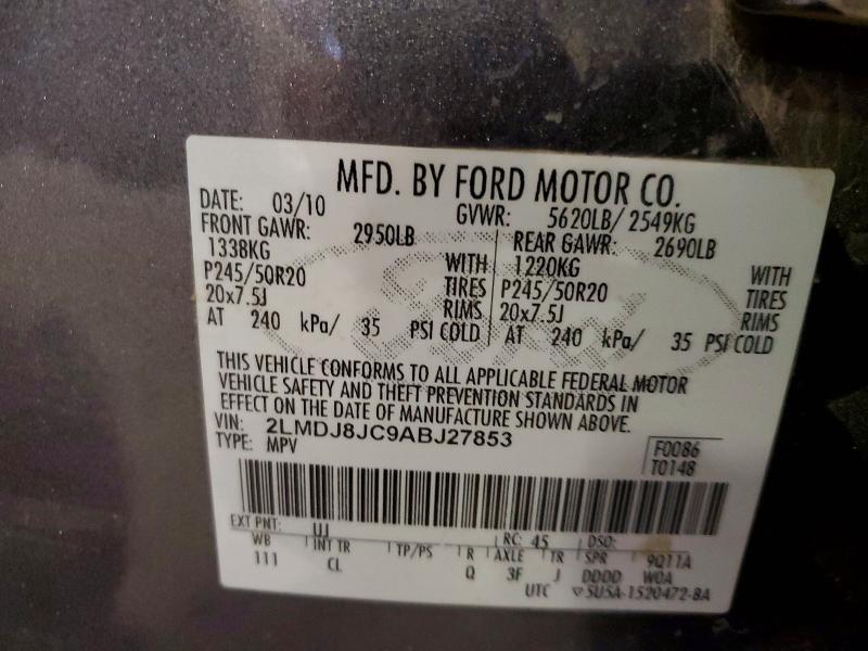 Продаж на аукціоні авто 2010 Lincoln Mkx, vin: 2LMDJ8JC9ABJ27853, номер лоту: 67736736