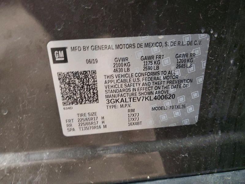 67166096 :رقم المزاد ، 3GKALTEV7KL400620 vin ، 2019 Gmc Terrain مزاد بيع