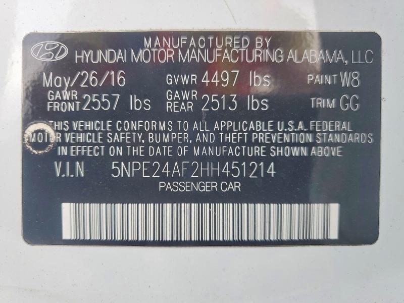 Aukcja sprzedaży 2017 Hyundai Sonata, vin: 5NPE24AF2HH451214, numer aukcji: 67385906