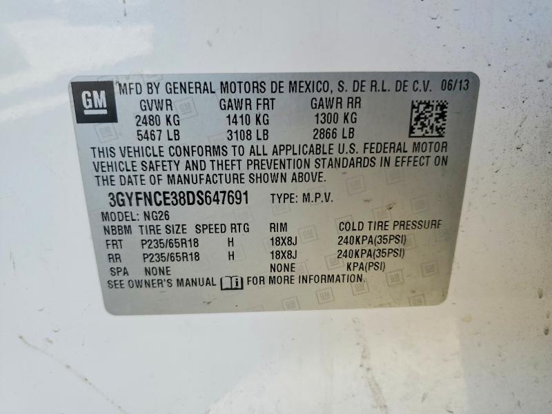 2013 Cadillac Srx მანქანა იყიდება აუქციონზე, vin: 3GYFNCE38DS647691, აუქციონის ნომერი: 68162606