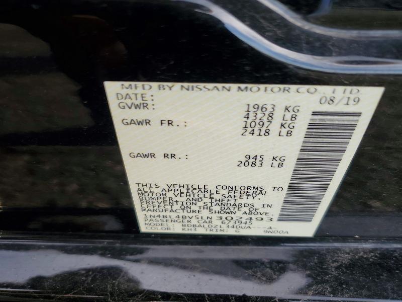 2020 Nissan Altima მანქანა იყიდება აუქციონზე, vin: 1N4BL4BV5LN302493, აუქციონის ნომერი: 67563706
