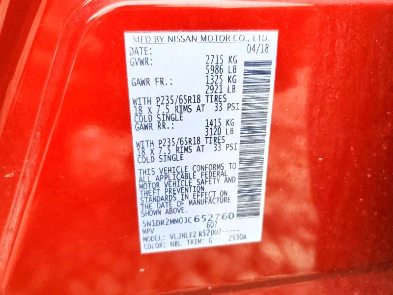 Продажа на аукционе авто 2018 Nissan Pathfinder, vin: 5N1DR2MM0JC652760, номер лота: 70773946