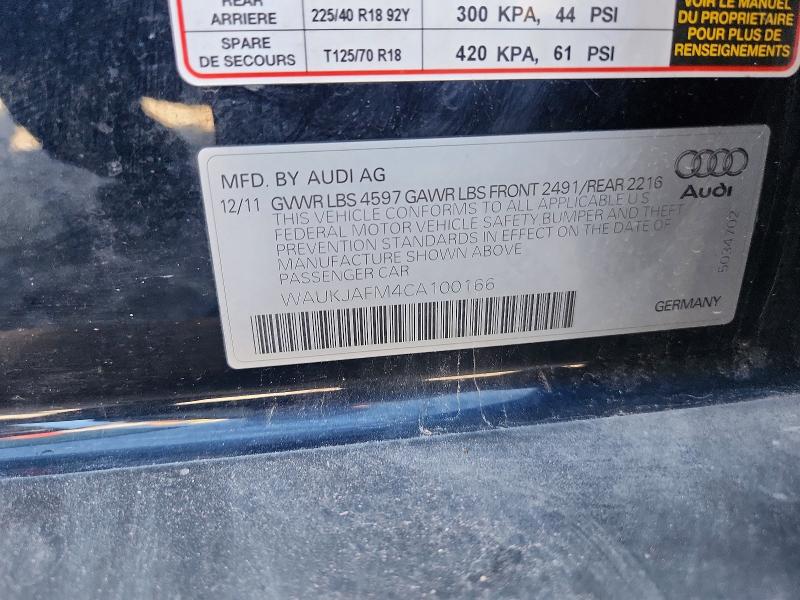 67732186 :رقم المزاد ، WAUKJAFM4CA100166 vin ، 2012 Audi A3 مزاد بيع