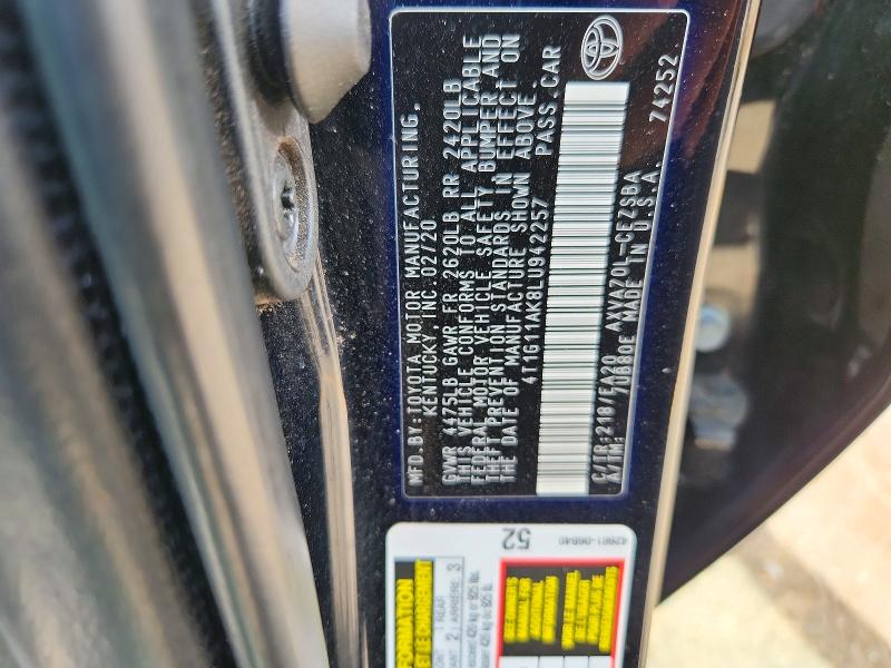Aukcja sprzedaży 2020 Toyota Camry, vin: 4T1G11AK8LU942257, numer aukcji: 67201656