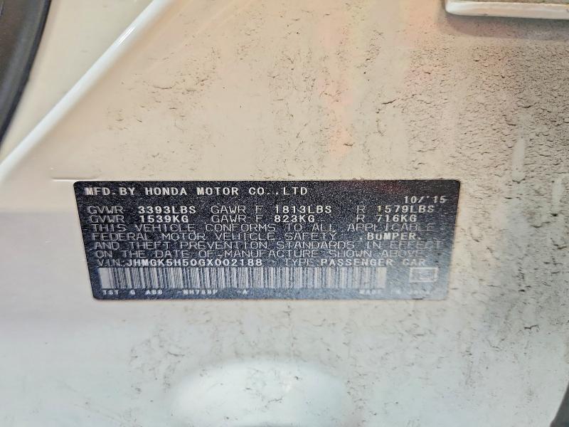 Продажа на аукционе авто 2016 Honda Fit, vin: JHMGK5H50GX002188, номер лота: 69076696