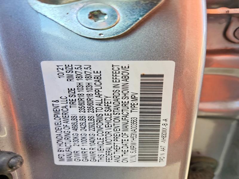 69569576 :رقم المزاد ، 5J6RW1H53NA003563 vin ، 2022 Honda Cr-v مزاد بيع