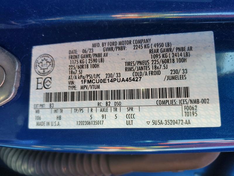 Продаж на аукціоні авто 2023 Ford Escape, vin: 1FMCU0E14PUA45427, номер лоту: 68432736