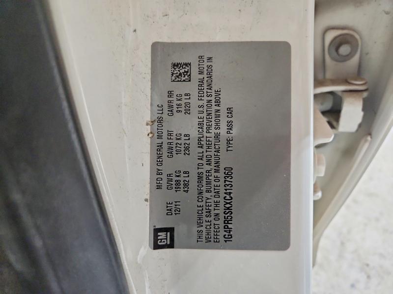 70240136 :رقم المزاد ، 1G4PR5SKXC4137360 vin ، 2012 Buick Verano مزاد بيع