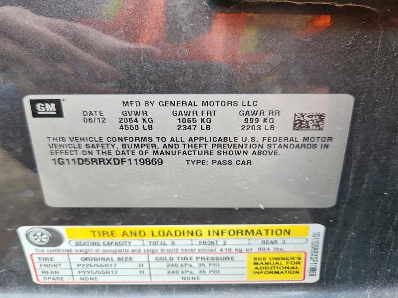 Продажа на аукционе авто 2013 Chevrolet Malibu, vin: 1G11D5RRXDF119869, номер лота: 68941546