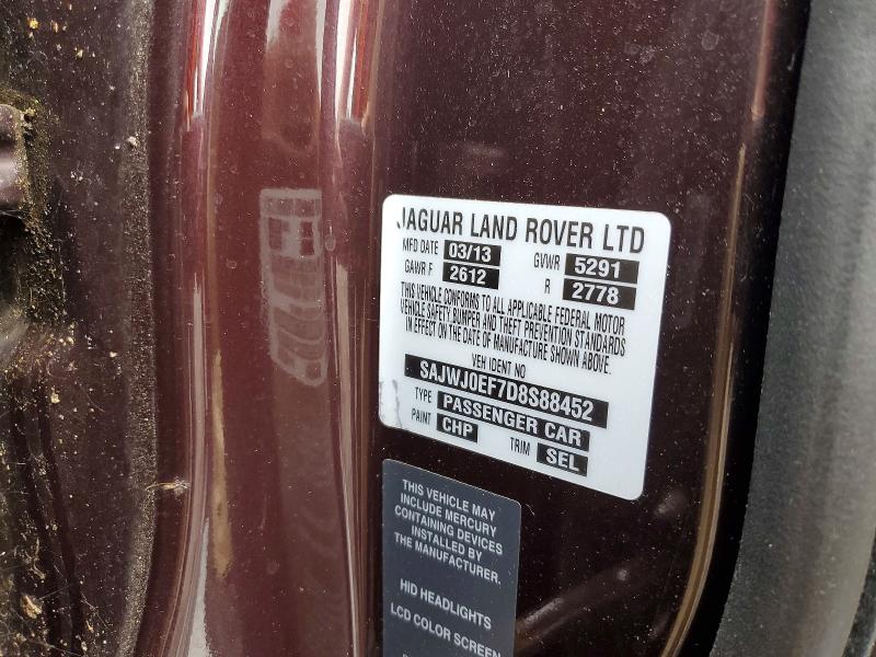 Aukcja sprzedaży 2013 Jaguar Xf, vin: SAJWJ0EF7D8S88452, numer aukcji: 70707106