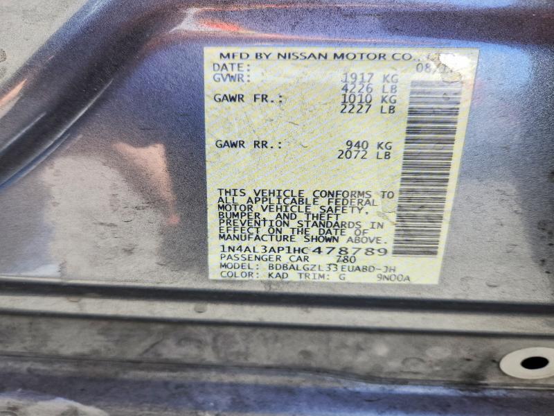 69438116 :رقم المزاد ، 1N4AL3AP1HC478789 vin ، 2017 Nissan Altima مزاد بيع