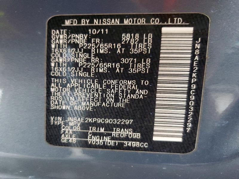Aukcja sprzedaży 2012 Nissan Quest, vin: JN8AE2KP9C9032297, numer aukcji: 70632636
