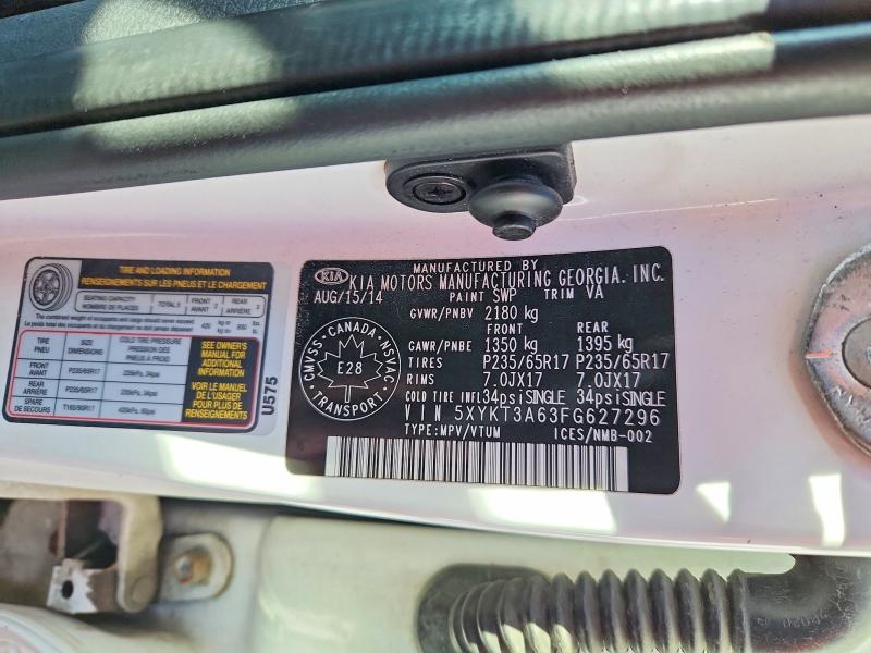 Продажа на аукционе авто 2015 Kia Sorento, vin: 5XYKT3A63FG627296, номер лота: 69867896