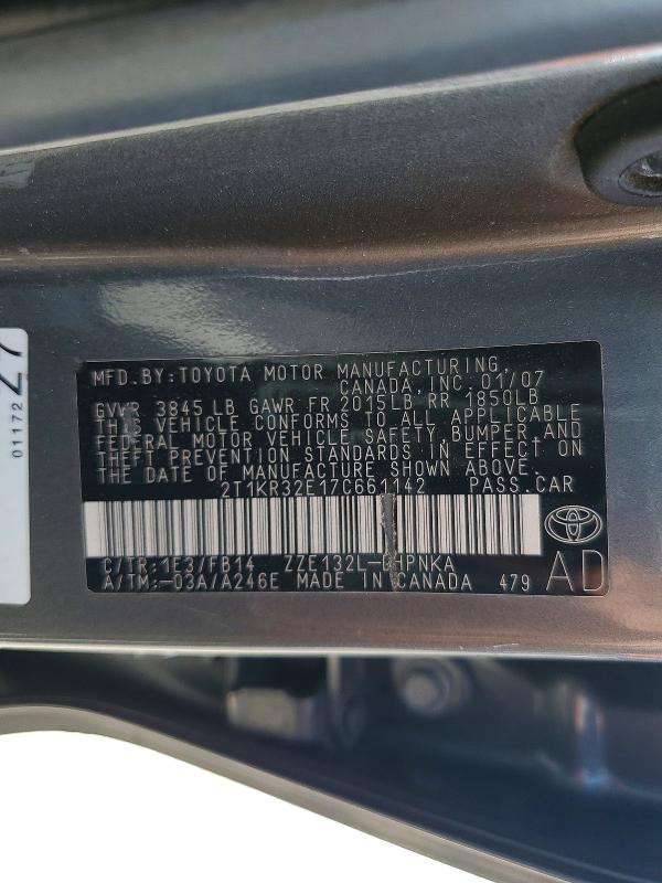 2007 Toyota Matrix მანქანა იყიდება აუქციონზე, vin: 2T1KR32E17C661142, აუქციონის ნომერი: 70728476
