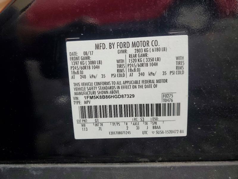Продажа на аукционе авто 2017 Ford Explorer, vin: 1FM5K8B86HGD87329, номер лота: 70864226