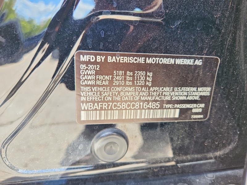 68662626 :رقم المزاد ، WBAFR7C58CC816485 vin ، 2012 Bmw 535 مزاد بيع
