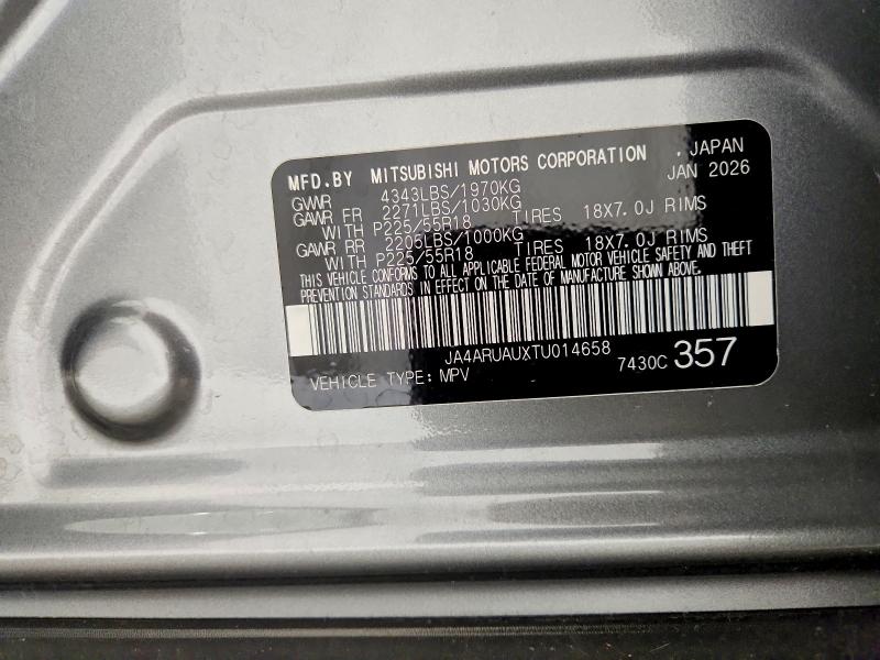 2026 Mitsubishi Outlander Sport მანქანა იყიდება აუქციონზე, vin: JA4ARUAUXTU014658, აუქციონის ნომერი: 69000336