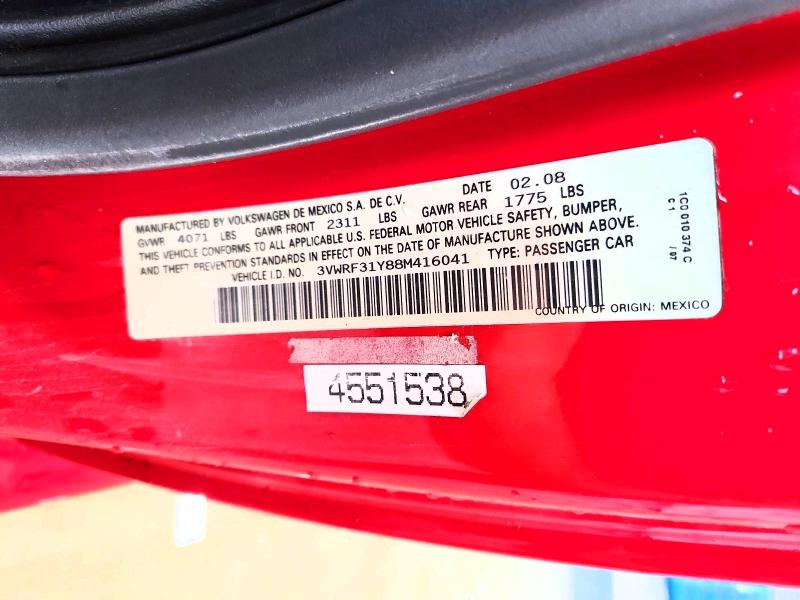 Продажа на аукционе авто 2008 Volkswagen New Beetle, vin: 3VWRF31Y88M416041, номер лота: 69779286