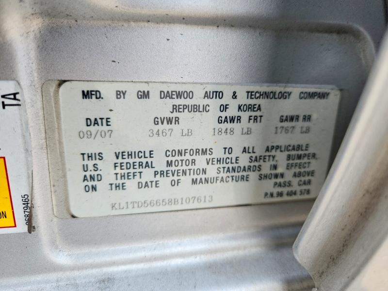 68575416 :رقم المزاد ، KL1TD56658B107613 vin ، 2008 Chevrolet Aveo مزاد بيع