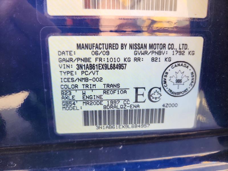 Aukcja sprzedaży 2009 Nissan Sentra, vin: 3N1AB61EX9L684957, numer aukcji: 68062886