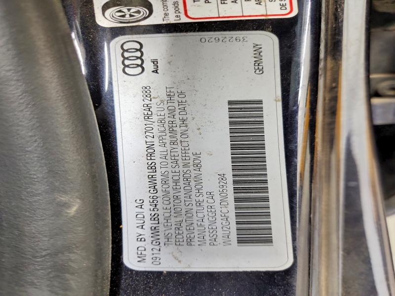 2013 Audi A7 მანქანა იყიდება აუქციონზე, vin: WAU2GAFC1DN059284, აუქციონის ნომერი: 69768456