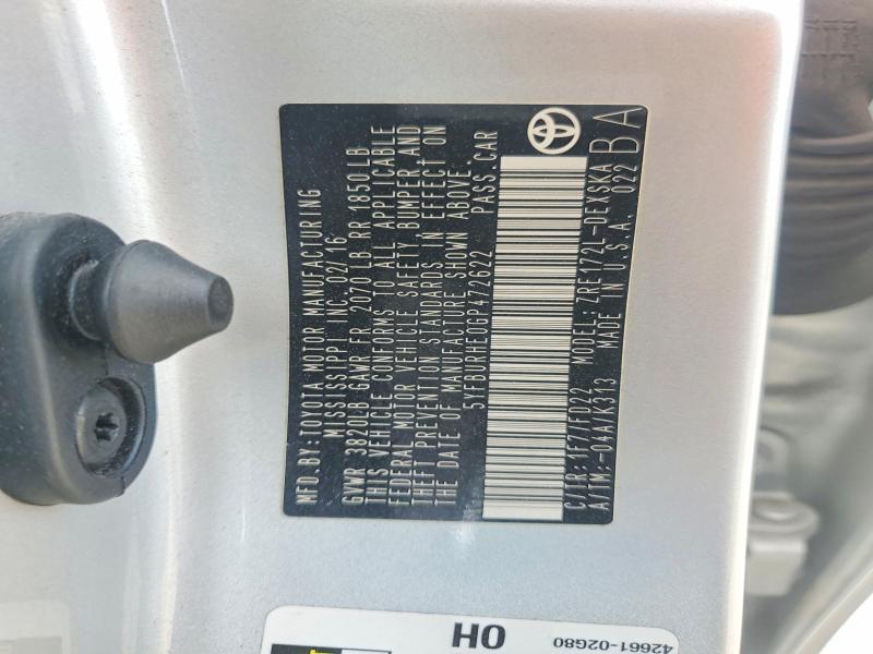 Продажа на аукционе авто 2016 Toyota Corolla L/le/le Plus, vin: 5YFBURHE0GP472622, номер лота: 68938736