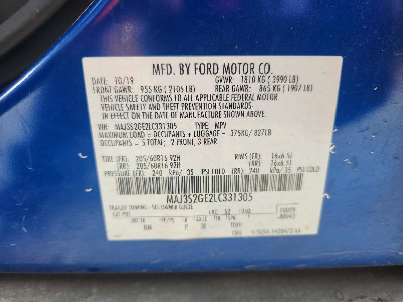 Продаж на аукціоні авто 2020 Ford Ecosport, vin: MAJ3S2GE2LC331305, номер лоту: 68062446