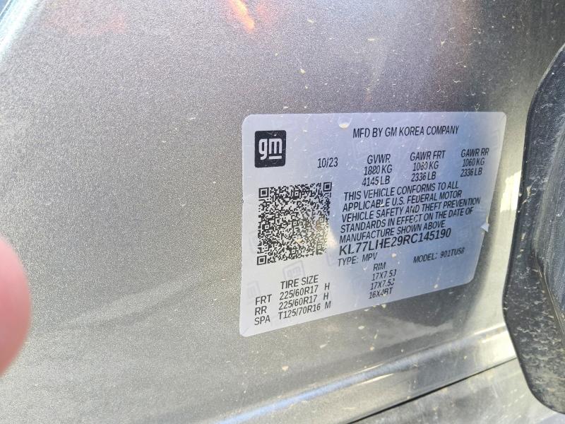 67982776 :رقم المزاد ، KL77LHE29RC145190 vin ، 2024 Chevrolet Trax مزاد بيع