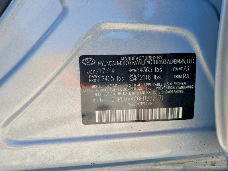 Auction sale of the 2014 Hyundai Sonata, vin: 5NPEB4AC0EH882071, lot number: 67930766
